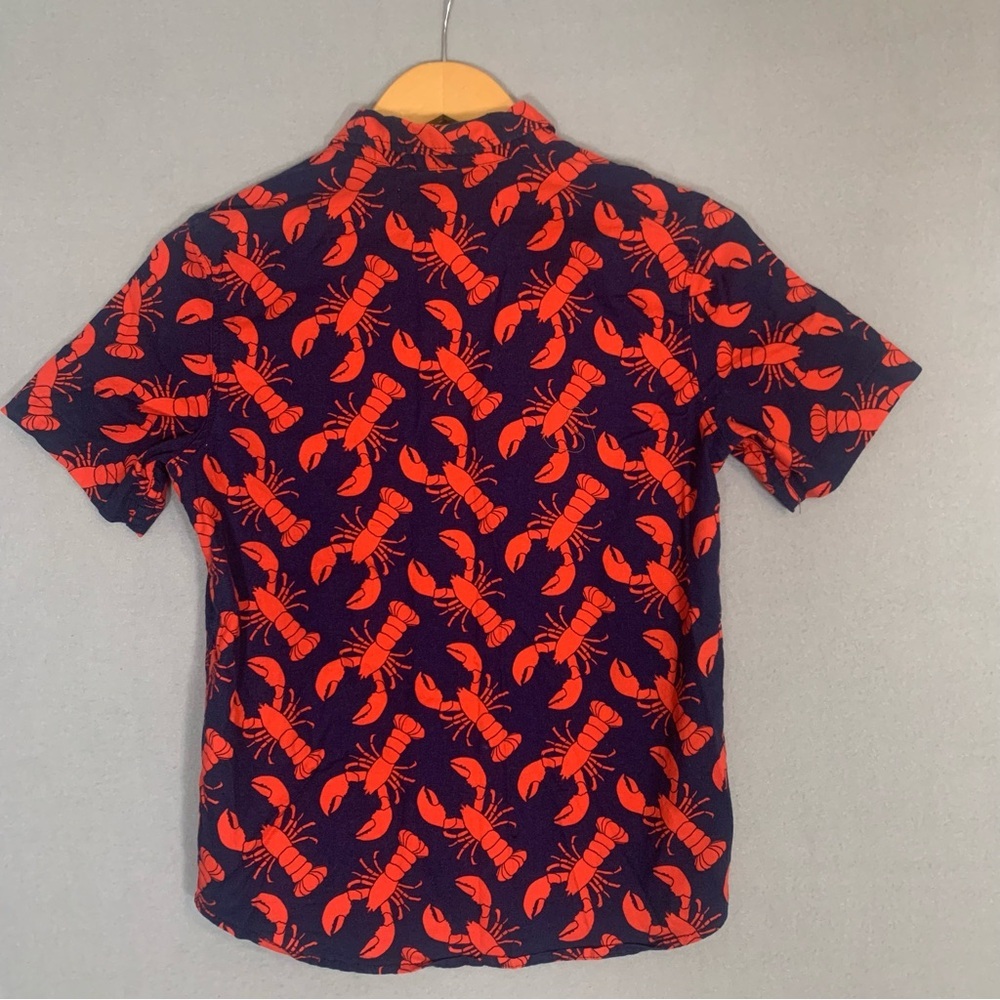 Old Navy Button Down Shirt Boys Sz 10-12 Blue Red Crawfish Nautical - Picture 3 of 5